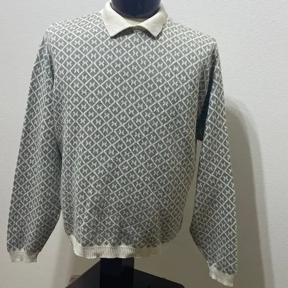 L.L. Bean Men's Pullover Collared SweaterDiamond Pattern Size X Large - Picture 1 of 10